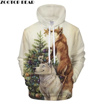 

Christmas tree Hoody 3D Wolf Hoodies Men Women Sweatshirt Streatwear Tracksuit Harajuku Coat Unisex Pullover DropShipZOOTOPBEAR
