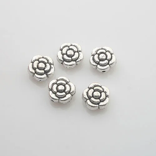 

20pcs Tibetan Silver round 2sided flower Spacer beads X0082