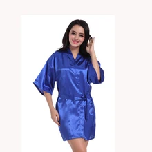 Фирменная Новинка женский сплошной кимоно платье Китайский Стиль шелковый атлас Мини Ночная сорочка Для женщин для свадьбы, невесты, подружки невесты Robe 1203