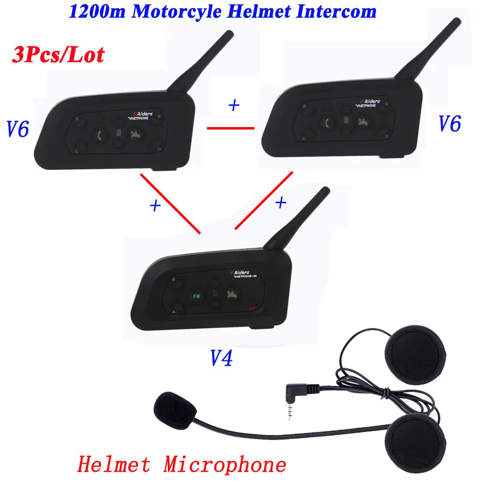 3 шт./лот, беспроводной 1200 м домофон, полный дуплекс, мотоциклетный шлем, домофон, гарнитура, система связи, домофон