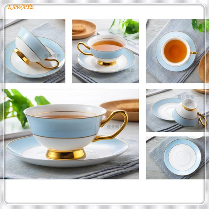 1 Набор индивидуального послеобеденного чая кофейная чашка высокий-светлый свет синяя керамическая кофейная чашка Европа чайная чашка наборы кофейных чашек 5ZDZ465