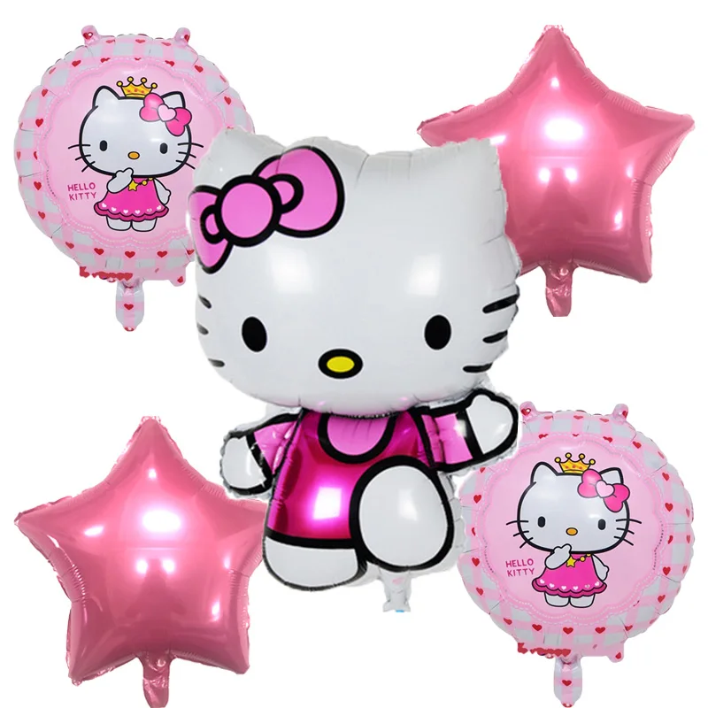 5pcs/set hello kitty Foil Balloons star heart Balloon birthday party