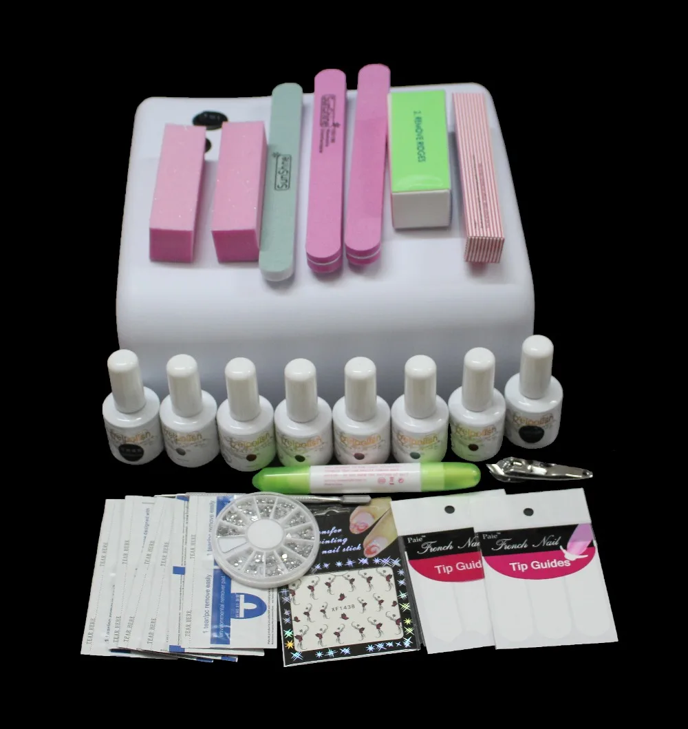 

120Colors gel(Choose 6 colors)Nail Polish Gel set UV 36W Curing Lamp Manicure File Nail art diy tools with Base Top coat Buffer