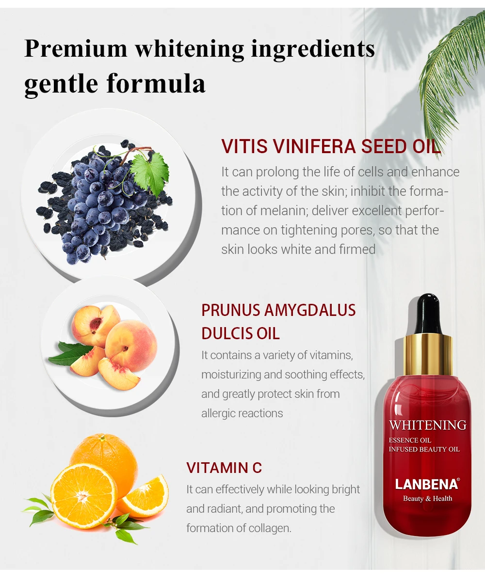 LANBENA Отбеливающее эфирное масло витамин С, сыворотка для кожи, питательное средство для удаления пятен, выцветания темных пятен, укрепляющее, антивозрастной уход за кожей