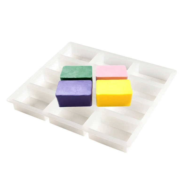 

12-Cavity Soap Mold Rectangular Chocolate Loaf Bar Silicone Mould Handmade 6-oz Soaps Making Tool