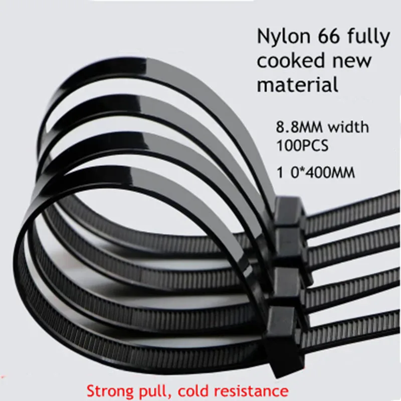 Lots 100pcs Black White Network Nylon Plastic Cable Wire Zip Tie Cord Strap