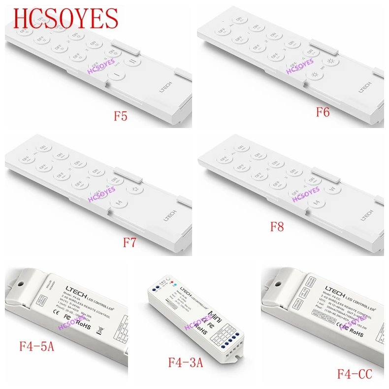 

Ltech 2.4ghz 4 zone RF Remote Controller F5 dimmer/F6 Color temperature/F7 RGB/F8 RGBW controller for F4-3A F4-5A F4-CC receiver