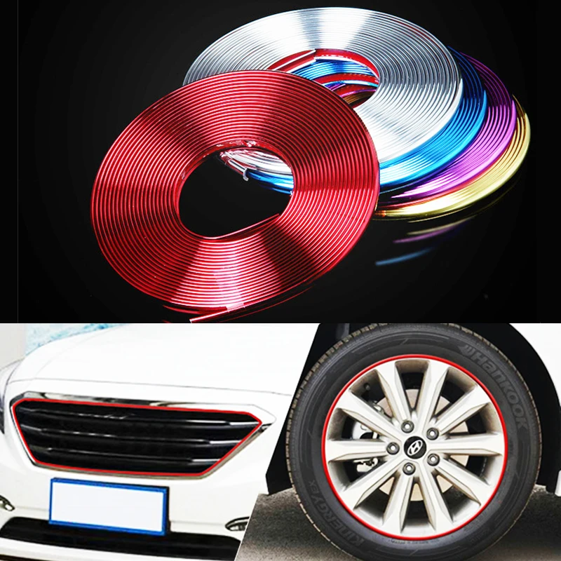

8M/ Roll Rimblades Car Vehicle Color Wheel Rims Protectors Decor Strip Tire Guard Line Rubber Moulding Trim Free shipping