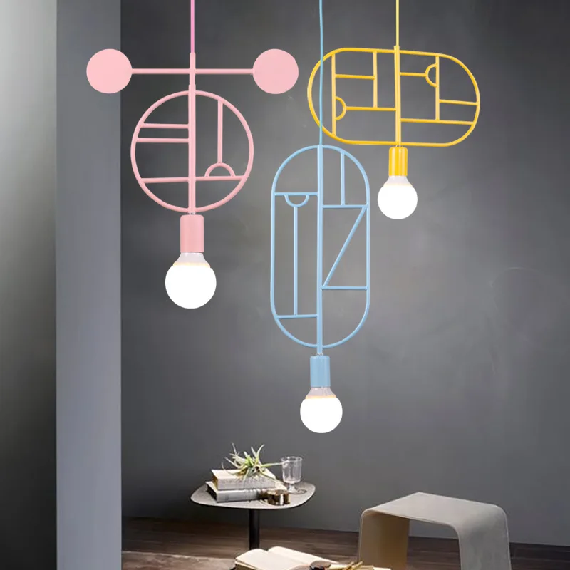 

Nordic Macaron Art Pendant Light Lovely Creative Geometrical Designer decoracao para casa Children's room Kitchen Hanging Light