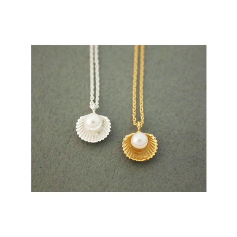 Fashion imitation pearls shells necklaces Beautiful small shell necklaces High quality imitation