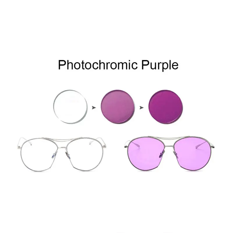 1,61 фотохромные розовые или синие или фиолетовые одиночные линзы SPH диапазон-8,00~+ 6,00 Max CLY-6,00 Оптические Линзы для очков - Цвет линз: Фиолетовый