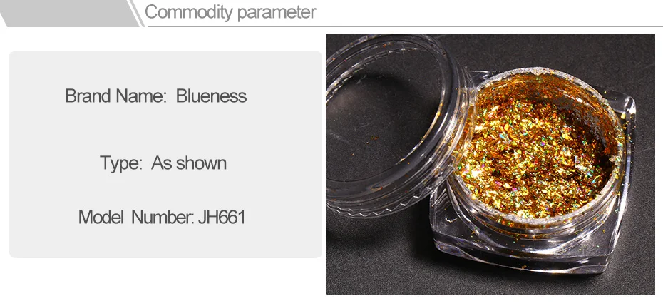 Blueness 0,2 г/кор. голографический лазер, золотой зеркальный блеск для ногтей, порошок для ногтей, блестки, хлопья, украшения для ногтей, пылезащитный пигмент