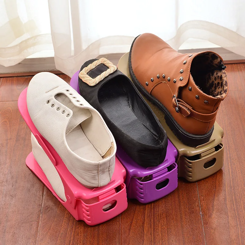 

1 Pc New Adjustable Stock Durable Plastic Shoes Display Rack Space - Saving Multi-color Storage Home Organizer