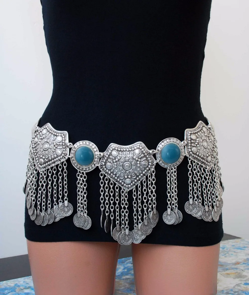 Gypsy Coin Metal Chain Waist Belt Womens Fashion Boho Hippie Festival Accessory 