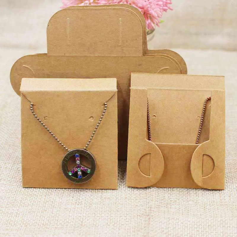 

100pcs 2018 Hot sale new style per lot kraft/black necklace pendant packing card with back folded jewelry display card 63*63cm