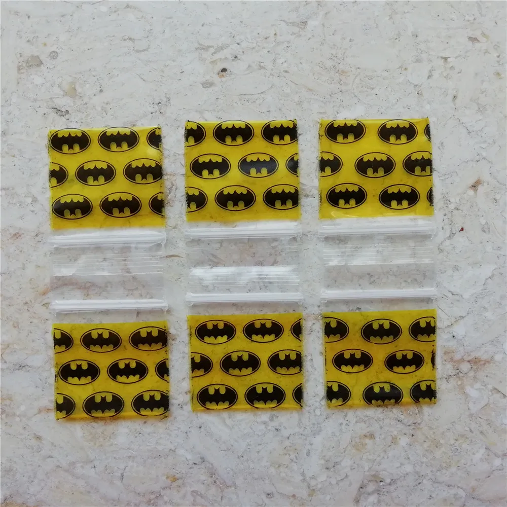 5MIL 100pcs Small Ziplock bags Design Print Bat Baggies bags 1" X 1" 1010 D012 