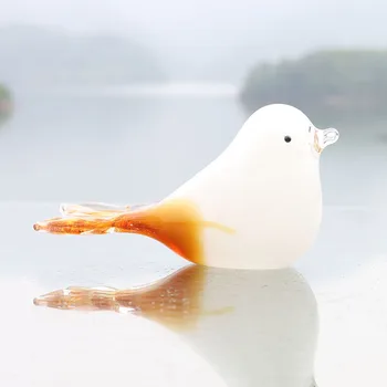 

H&D Hand-Blown Glass Little Bird Desk Pet Pigeon Paperweight Art Glass Blown Bird Animal Figurine Gift Home Decor Ornament