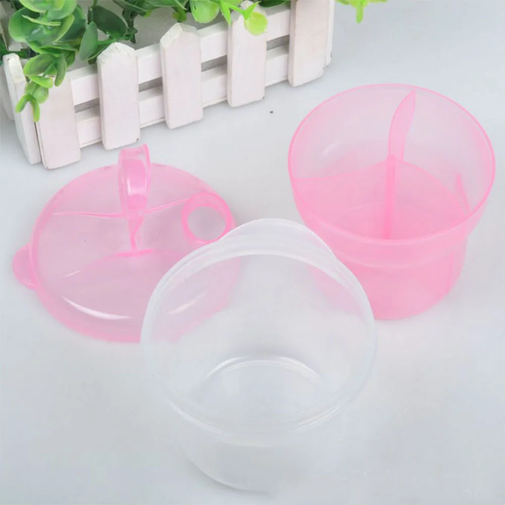 

New Arrival 3 Grid Separated Mini Rotating Baby Kids Milk Powder Formula Container Storage Feeding Box Travel Portable Pink