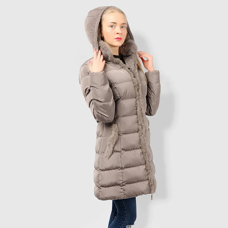 Хаки женские парки новая зимняя куртка женская меховая с капюшоном хлопковая Стеганая пуховая манто Femme теплая Женская куртка Wc48
