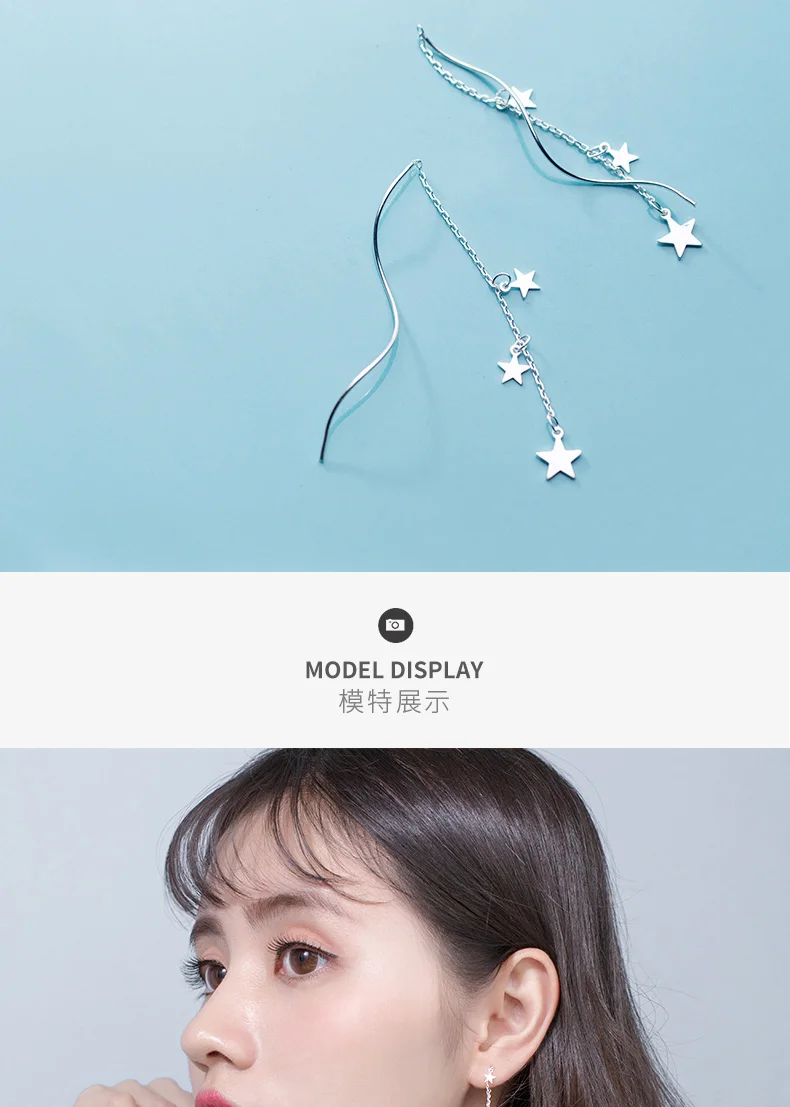 Trusta, 1 пара, 925 Твердые серебряные Ювелирные серьги, связанные звезды, Висячие модные корейские серьги, подарок для девочек и друзей DS1341