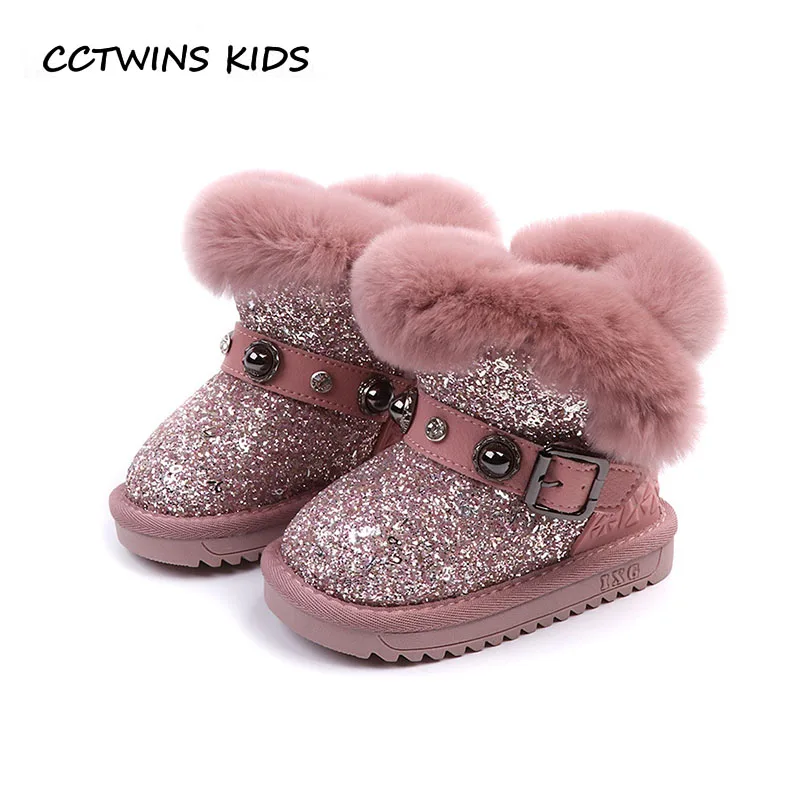 Beste CCTWINS KIDS 2018 Winter Meisje Mode Mid Kalf Boot Kinderen Warm Glitter Sneeuw Boot Baby Merk Zwarte Schoen Peuter CS1606