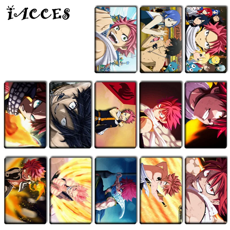 

18 pcs/lot FAIRY TAIL Card Sticker Anime Natsu Gray Lucy Erza DIY Bank Bus ID Card Sticker Kid Birthday Party Gift Classic Toys