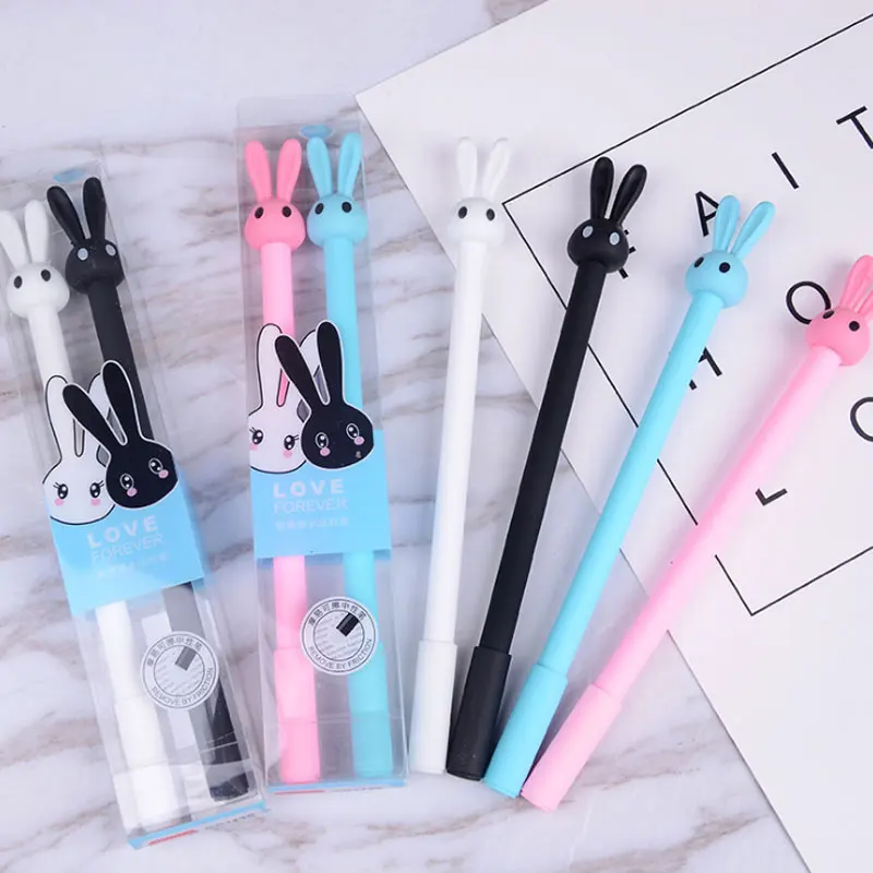 2pcs/set Korean Rabbit Erasable Pen Gel Kawai Gel Ink Pens School