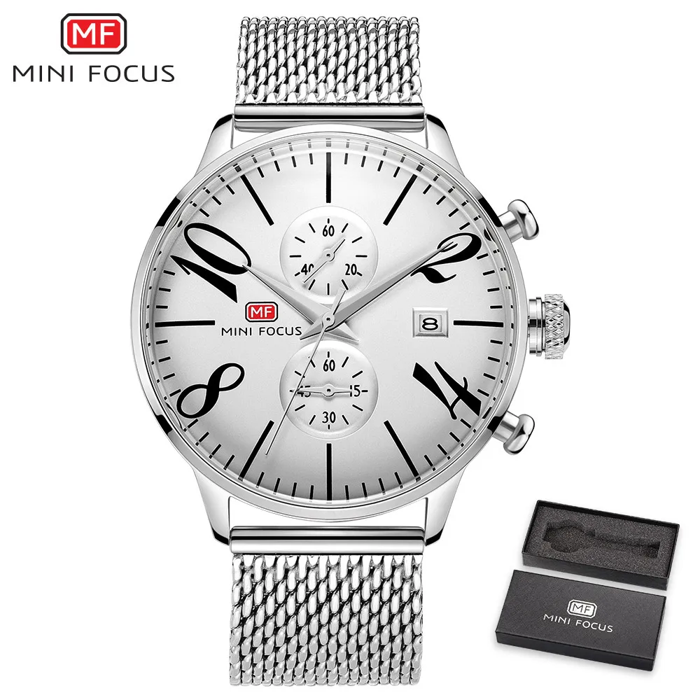 Мини фокус наручные часы для мужчин лучший бренд класса люкс известный мужской часы кварцевые часы наручные кварцевые часы Relogio Masculino MF0135G. 08 - Цвет: Mesh Silver
