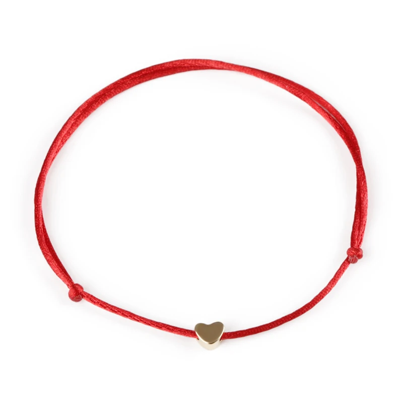 KEJIALAI Золото Цвет Сердце браслет серебро ручной работы ювелирные изделия многоцветная Веревка Регулируемая струна счастливый браслет для женщин детей - Окраска металла: Red