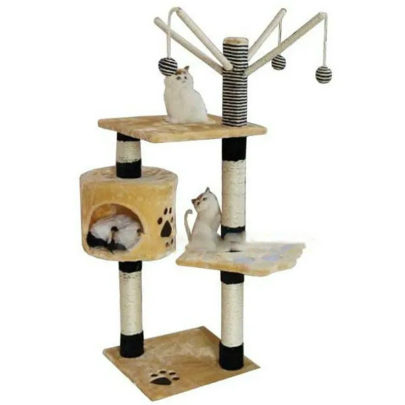 Pet Cat Furniture Scratch Post Cat Jumping Toy Tiger Tough Cat Tree Furniture condo for Kittens Pet House Play