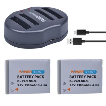 

2Pcs 1300mAh NB-6L NB6L NB 6L Camera Battery + Dual USB Charger for Canon IXUS 310 SX275 SX280 SX510 200 105 210 300 S90 S95