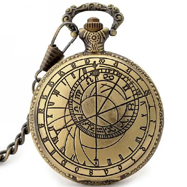Vintage Bronze Pocket Watch with Chain Classical Constellations Design Fob Watch Vintage Bronze Pocket Watch with Chain Classical Constellations Design Fob Watch