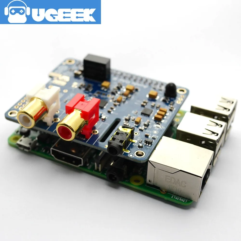 Звуковая карта Aoide UGEEK DAC II Hifi ES9018K2M 384 кГц/32 бит поддержка DSD для Raspberry Pi 3B/2B/3B +/3A +/4B