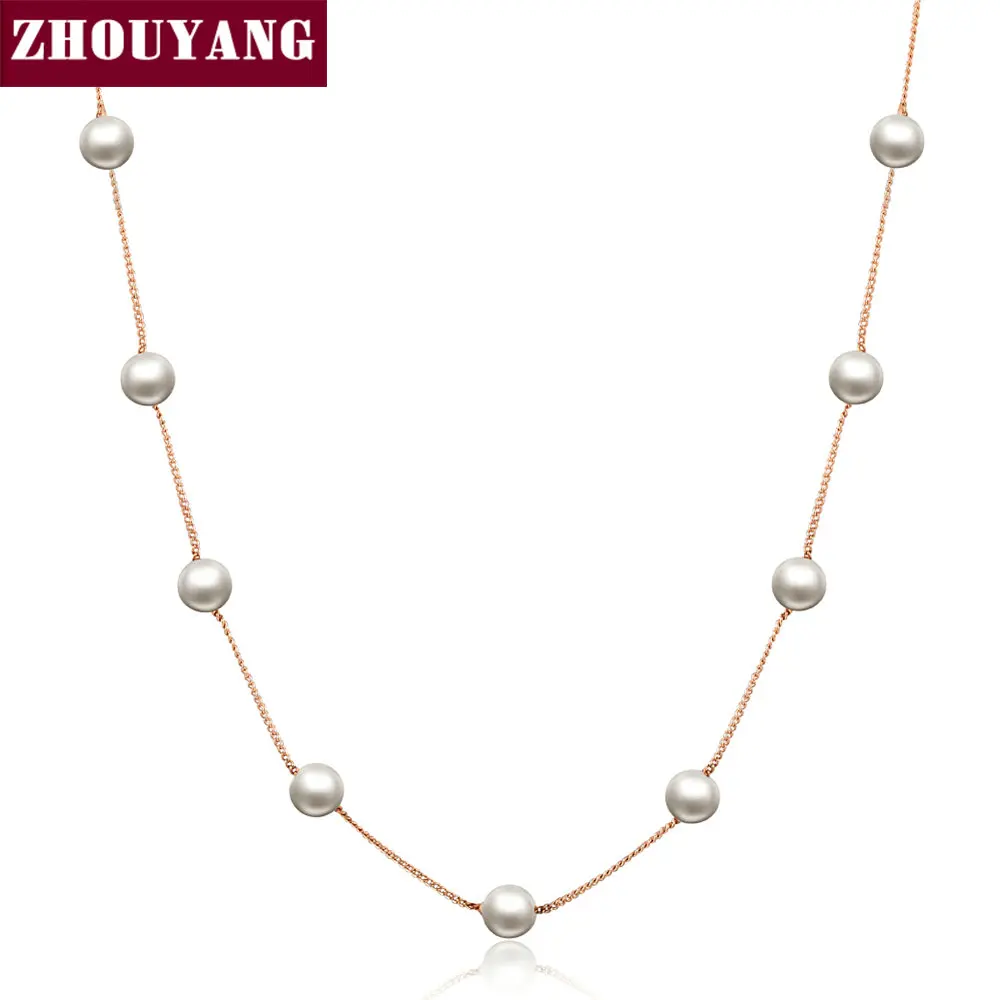 

Top Quality Lady Imitation Pearl Rose Gold Color Chains Necklace Jewelry ZYN251 ZYN461 ZYN589