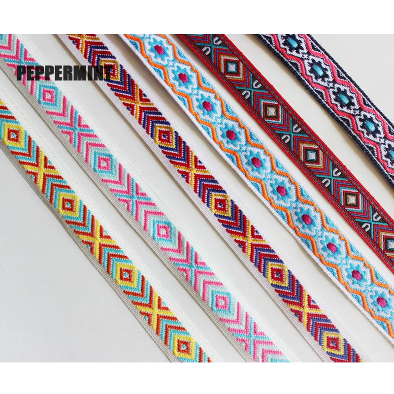 

2Yard 2cm Ethnic Ribbon Embroideried Trim Boho Lace DIY Clothes Bag Accessories Embroidered Fabric