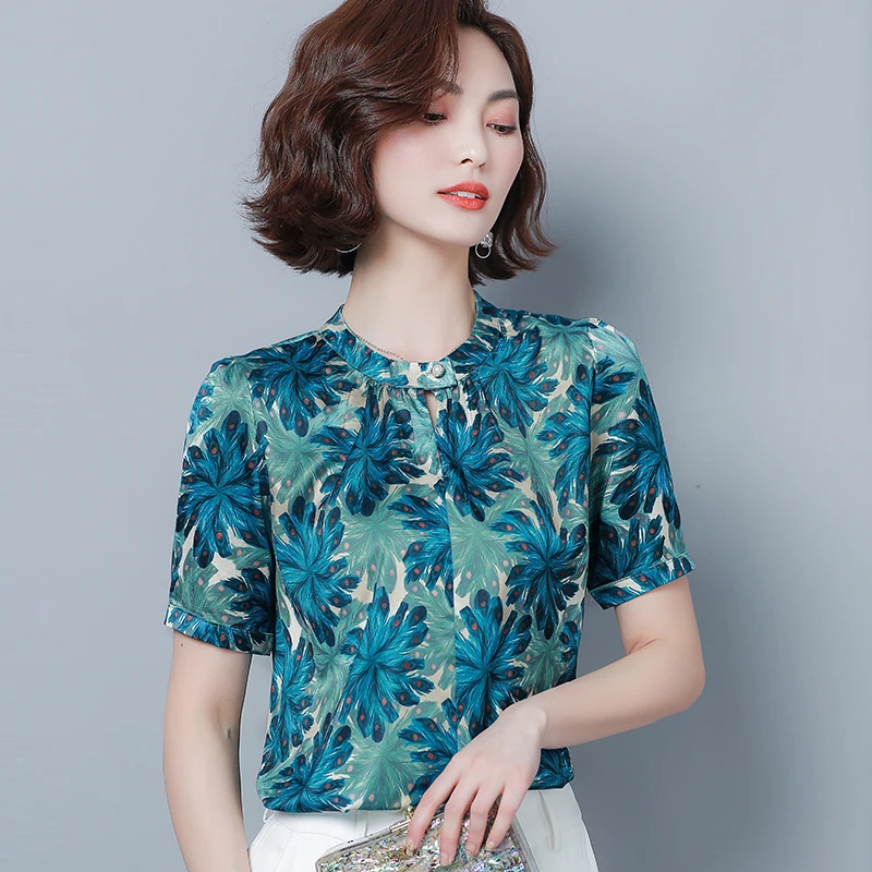 Korean Fashion Silk Women Blouses Satin O-Neck Pink Women Shirts Plus Size XXXL/4XL Blusas Femininas Elegante Ladies Tops - 33030620766