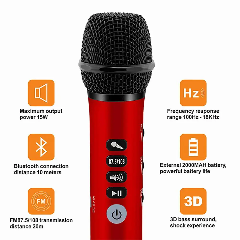 Беспроводной караоке динамик bluetooth c микрофоном 2 в 1 Ручной петь Запись