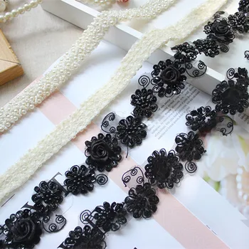 

2yards/lot diy craft beaded lace trim bridal lace trim for sash, headband, top quality wedding decors