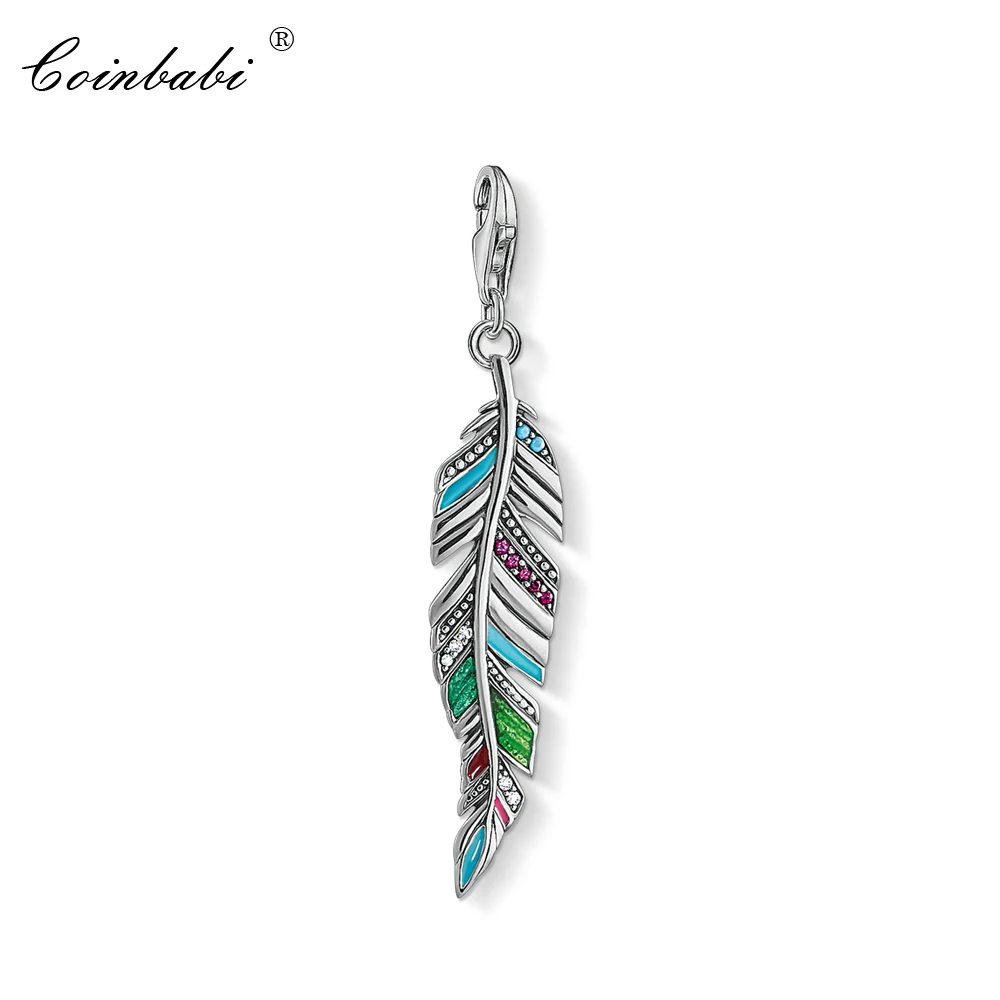 

Charm Pendant Ethnic Feather,2019 Fashion Jewelry Trendy Real Authentic 925 Sterling Silver Gift For Women Men Fit Bracelet