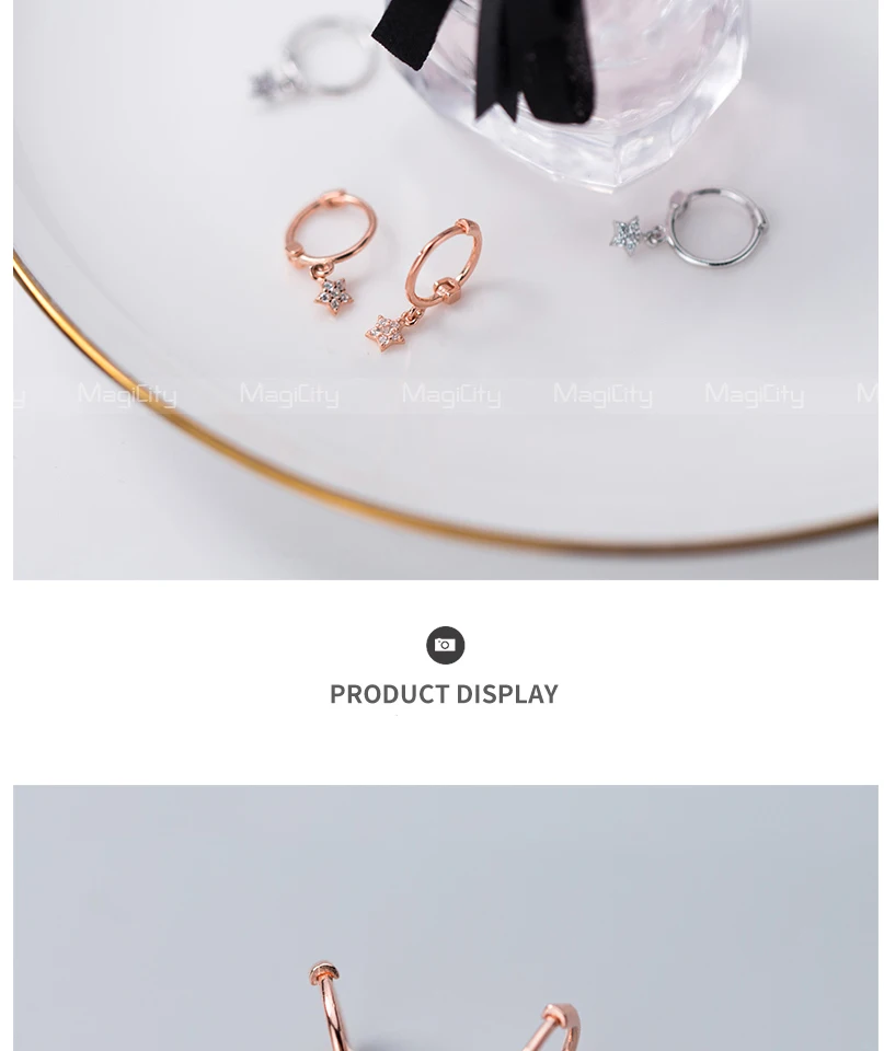 Real 925 Sterling Silver Star Hoop Earring Women Fine Jewelry Silver 925 Jewelry Geometry Hanging Earrings orecchini argento 925 (1)