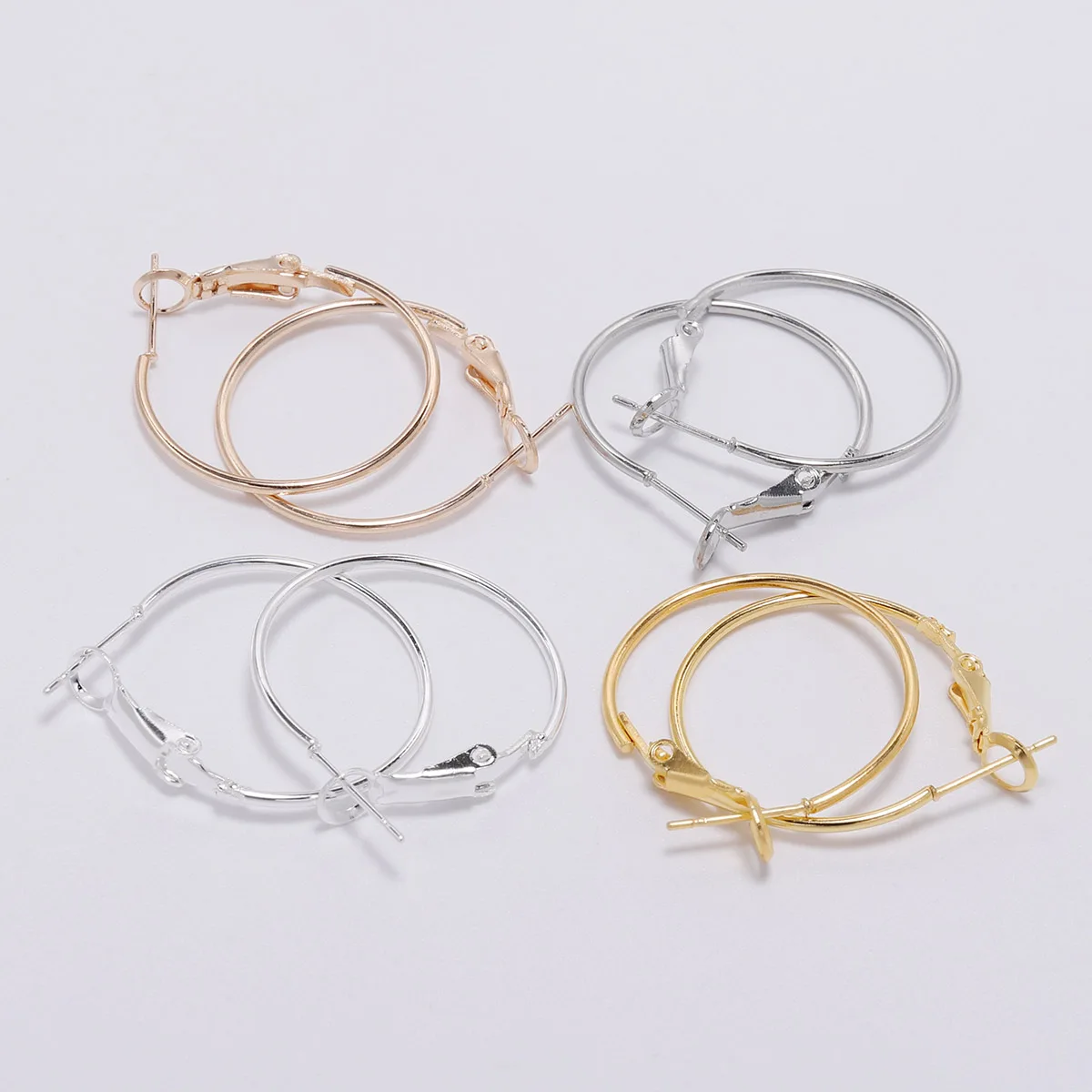 

10Pcs/Lot 30 -70mm Metal Plated Hinged Hoops Round Big Hoop Earrings Exaggerated Hoop Ear For DIY Jewelry Making Accessories