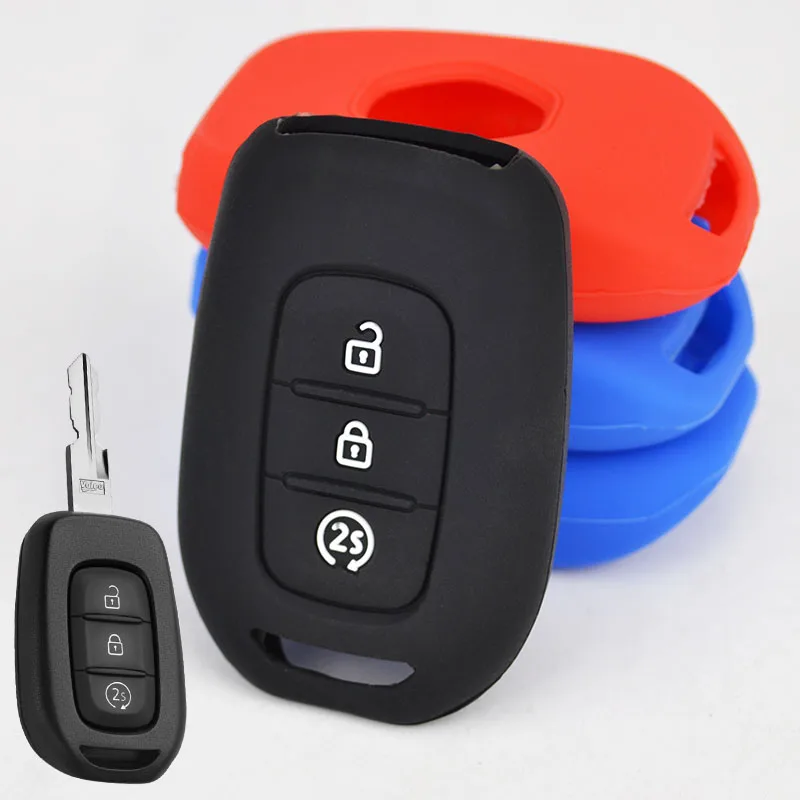 

3 Button Silicone Remote Key Fob Case Cover Fit For Renault Duster Sandero Logan Clio Captur Laguna Scenic Holder 2015 2016 2017