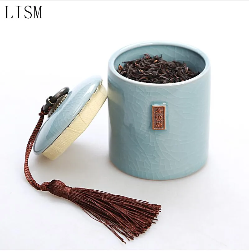 

2 pieces of ceramic moisture-proof sealed cans 120ml hand-painted ceramic cans Kung Fu tea accessories Home portable tea box