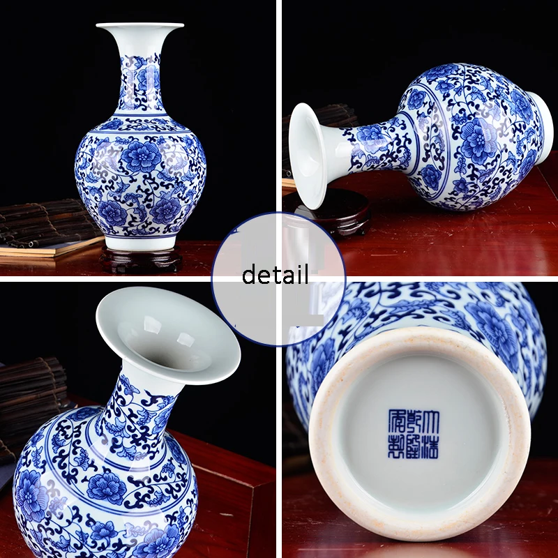 Jingdezhen антикварные синие и белые фарфоровые вазы сцепляющийся Лотос дизайнерское