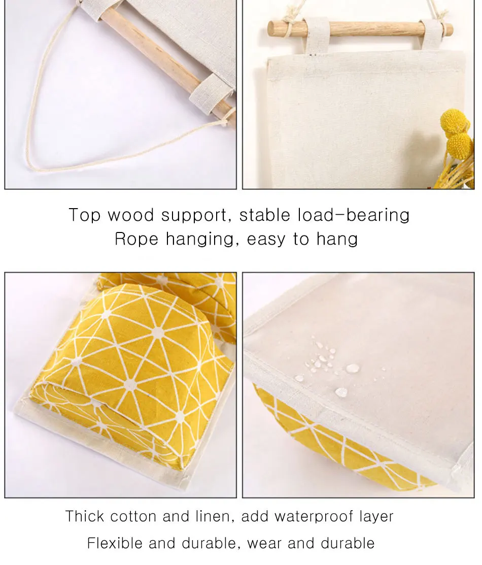 Cute Wall Sundry Cotton Line Hanging Organizer Bag Multi-layer Holder Makeup Rack Jewelry Storage Box Basket Home Decoration (10)