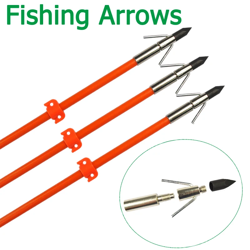 32 inch Bowfishing Hunting Arrows Bow Orange Fiberglass Shaft +Steel Broadhead for Outdoor |