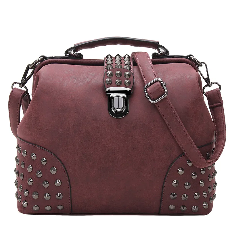 2017 New Designer Woman Rivet Bag Satchel Doctor Bag Handbag Female