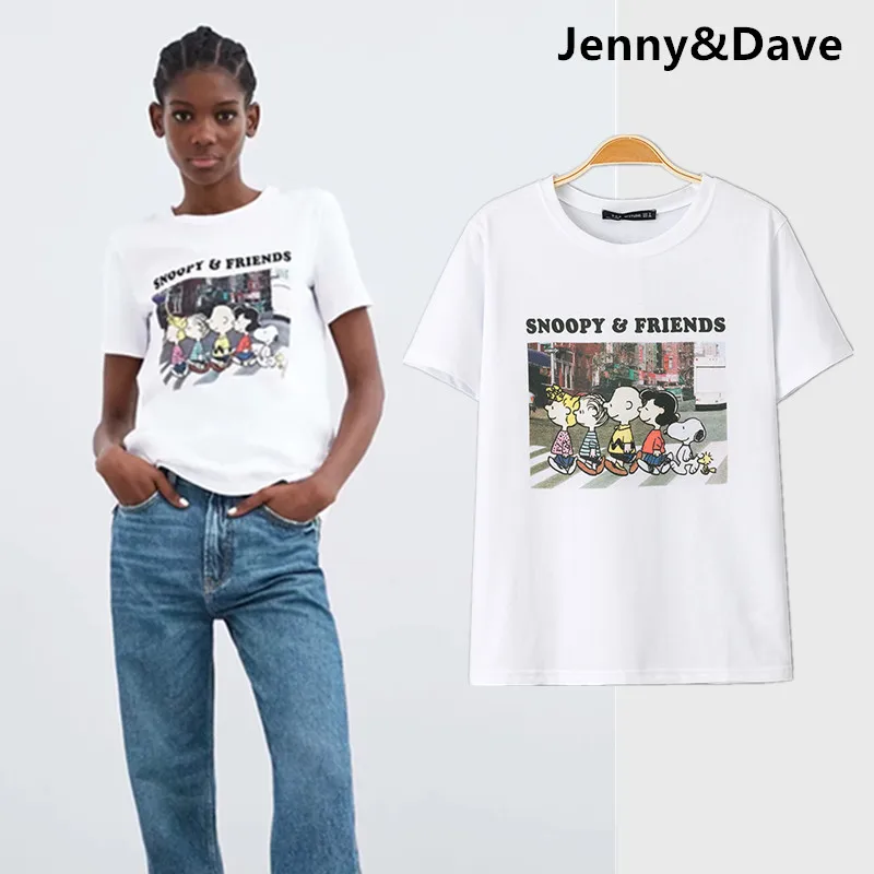 

Jenny&Dave 2019 t-shirt women england style print cartoon cute cotton 100% t shirt women tops plus size 0516