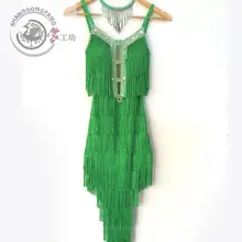 Стиль латинских танцев старший пикантные сапоги с бахромой с бриллиантами для латио-американских танцев(для ча-Женские конкурс латиноамериканских танцев платья S-4XL