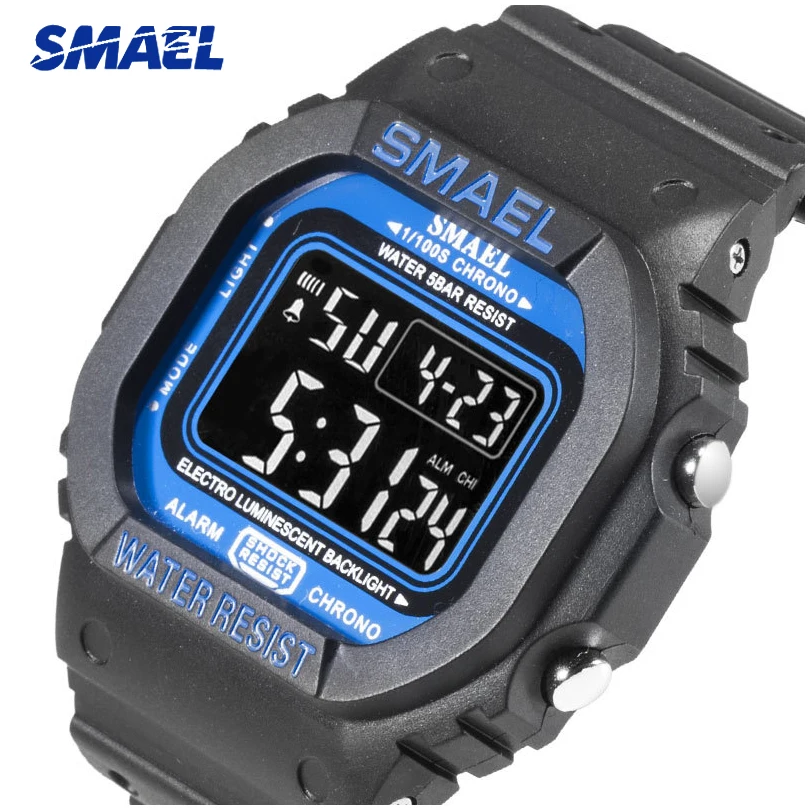 SMAEL Fashion Sports Watches Men Waterproof Countdown Silicone Camo Watch Alarm Male Women Digital Wristwatch Relogio Masculino